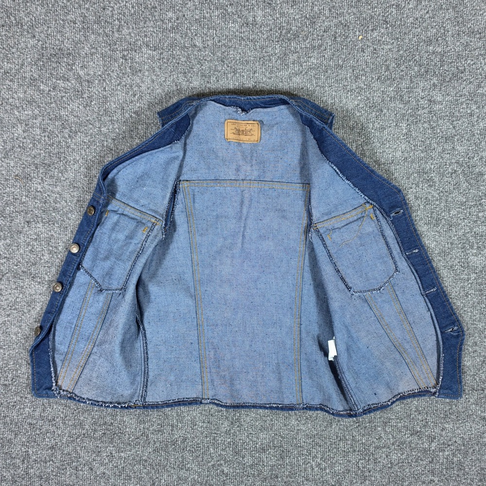 Vintage Levis Orange Tab Denim Vest 60670-0317 Womens Medium Blue Dark Wash 70s - Picture 4 of 8